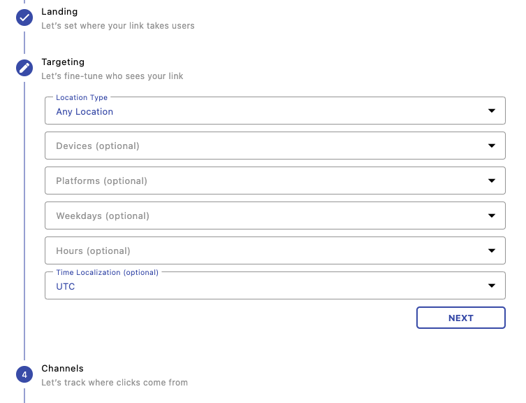 Geo and device targeting dashboard for ads